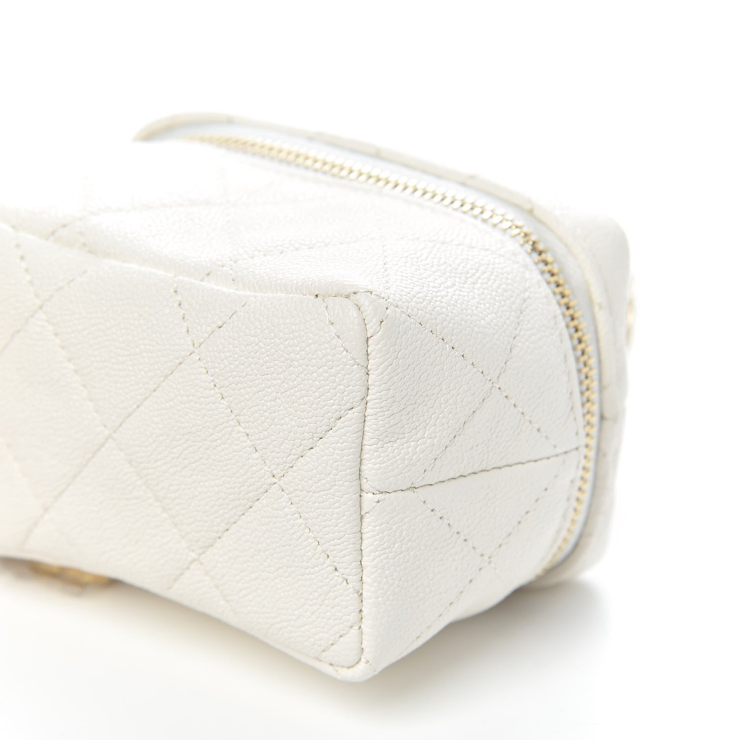 Chanel Caviar Quilted Mini Top Handle Vanity With Chain White 9 of 10