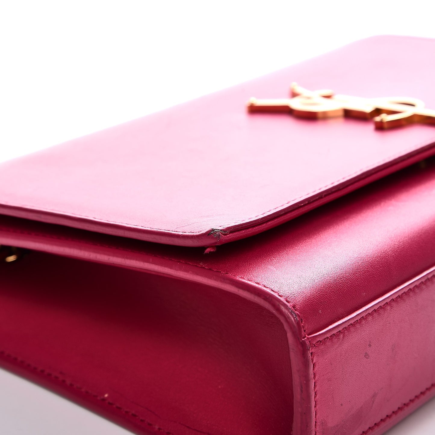 Smooth Calfskin Medium Classic Monogram Kate Tassel Satchel Fuchsia