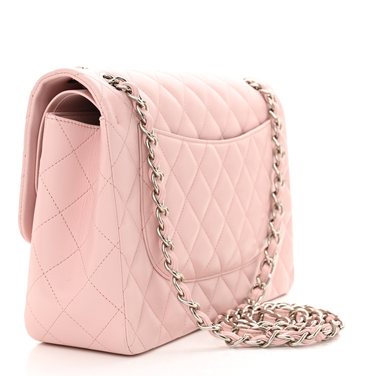 Chanel Lambskin Quilted Jumbo Double Flap Light Pink 3 of 12