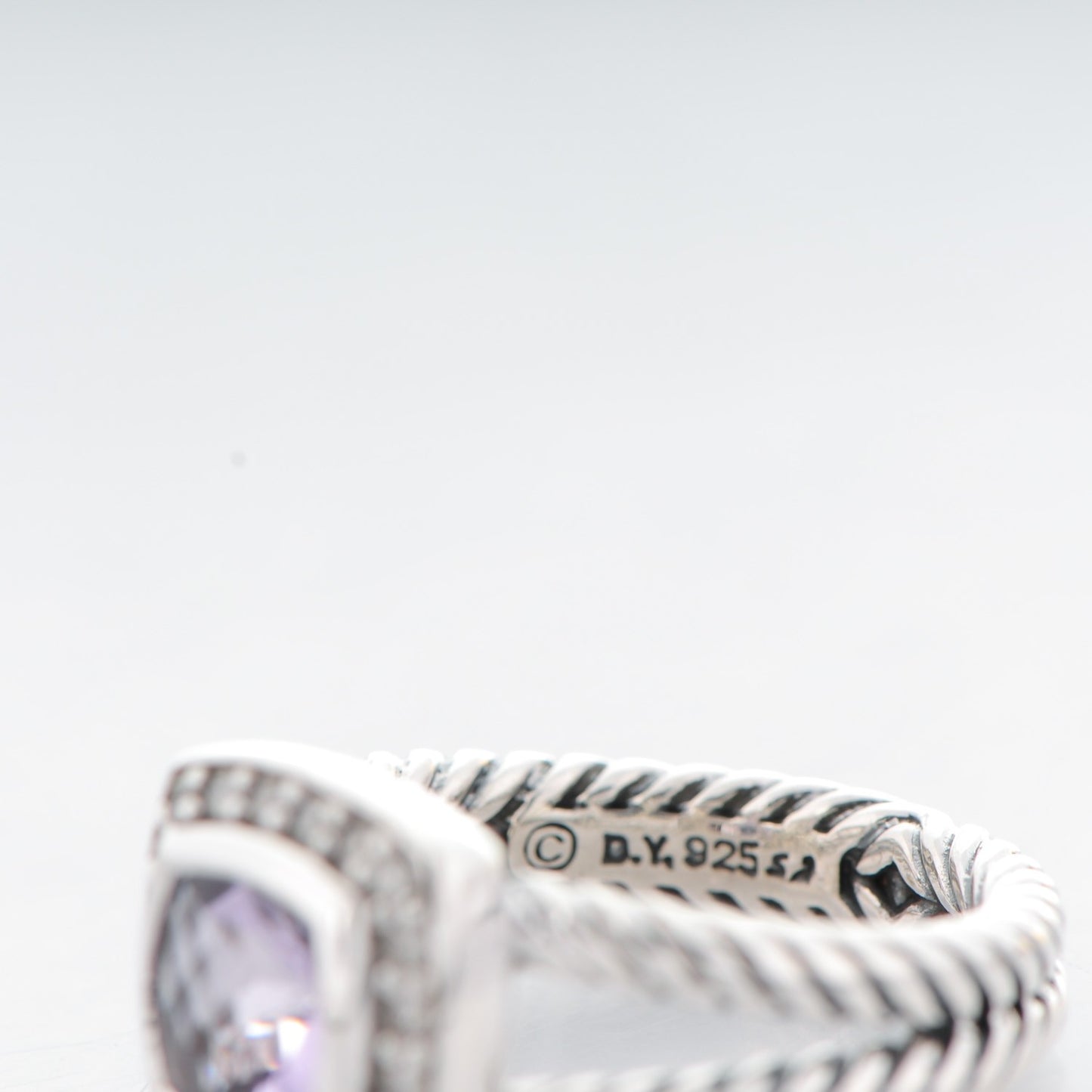 Sterling Silver Diamond Amethyst 7mm Petite Albion Ring 52 6