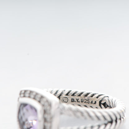David Yurman Sterling Silver Diamond Amethyst 7mm Petite Albion Ring 52 6 4 of 4