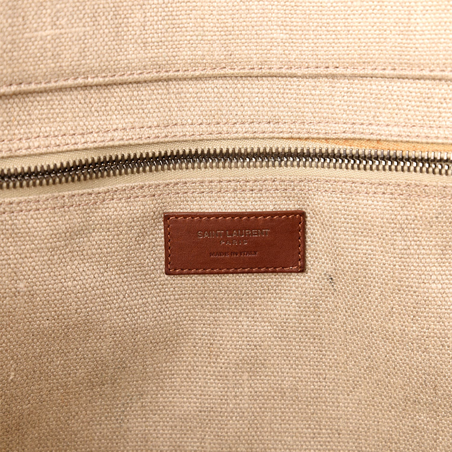 Saint Laurent Linen Calfskin Rive Gauche Tote Tan 6 of 10