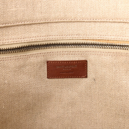 Saint Laurent Linen Calfskin Rive Gauche Tote Tan 6 of 10