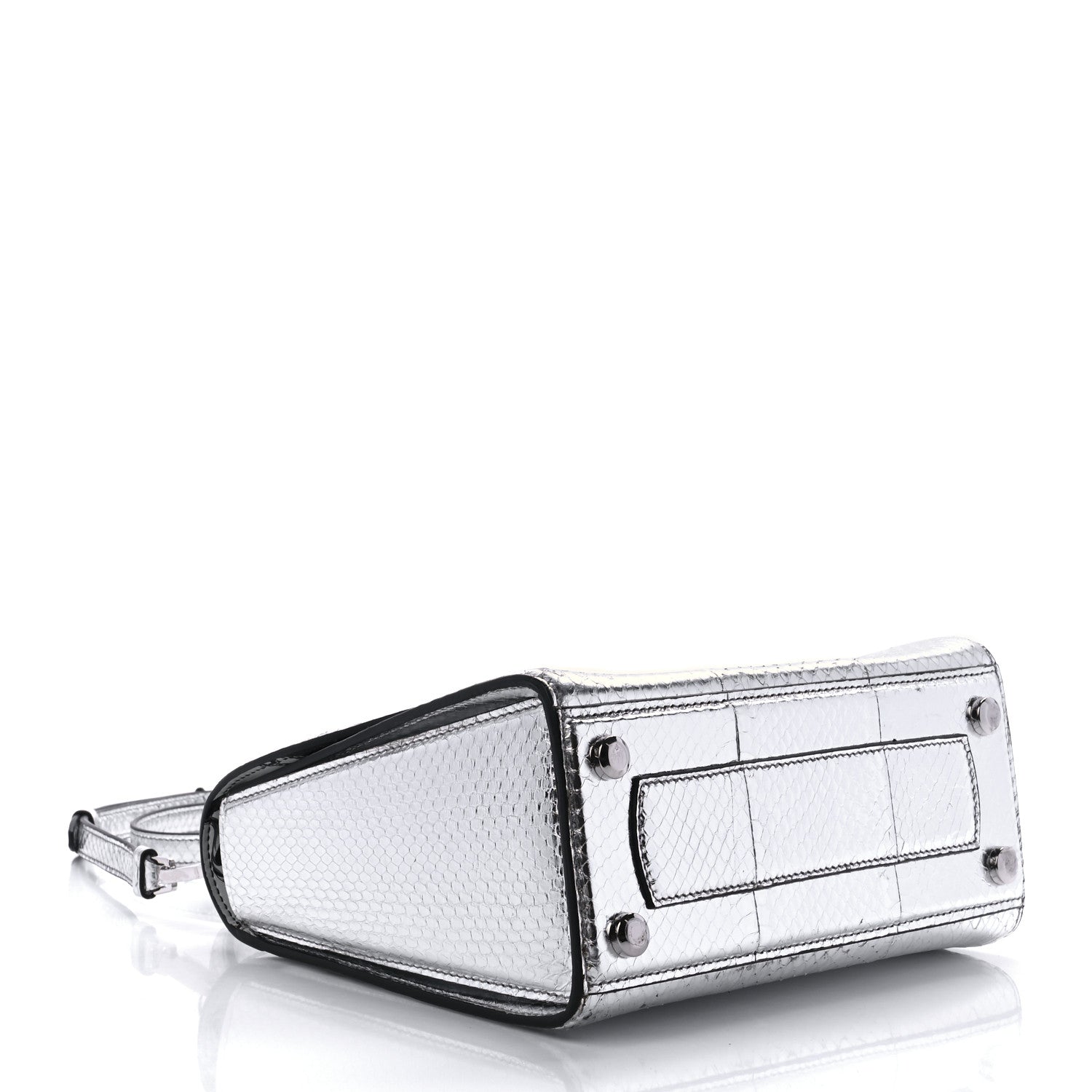 Salvatore Ferragamo Metallic Snakeskin Medium Boxyz Silver 3 of 8