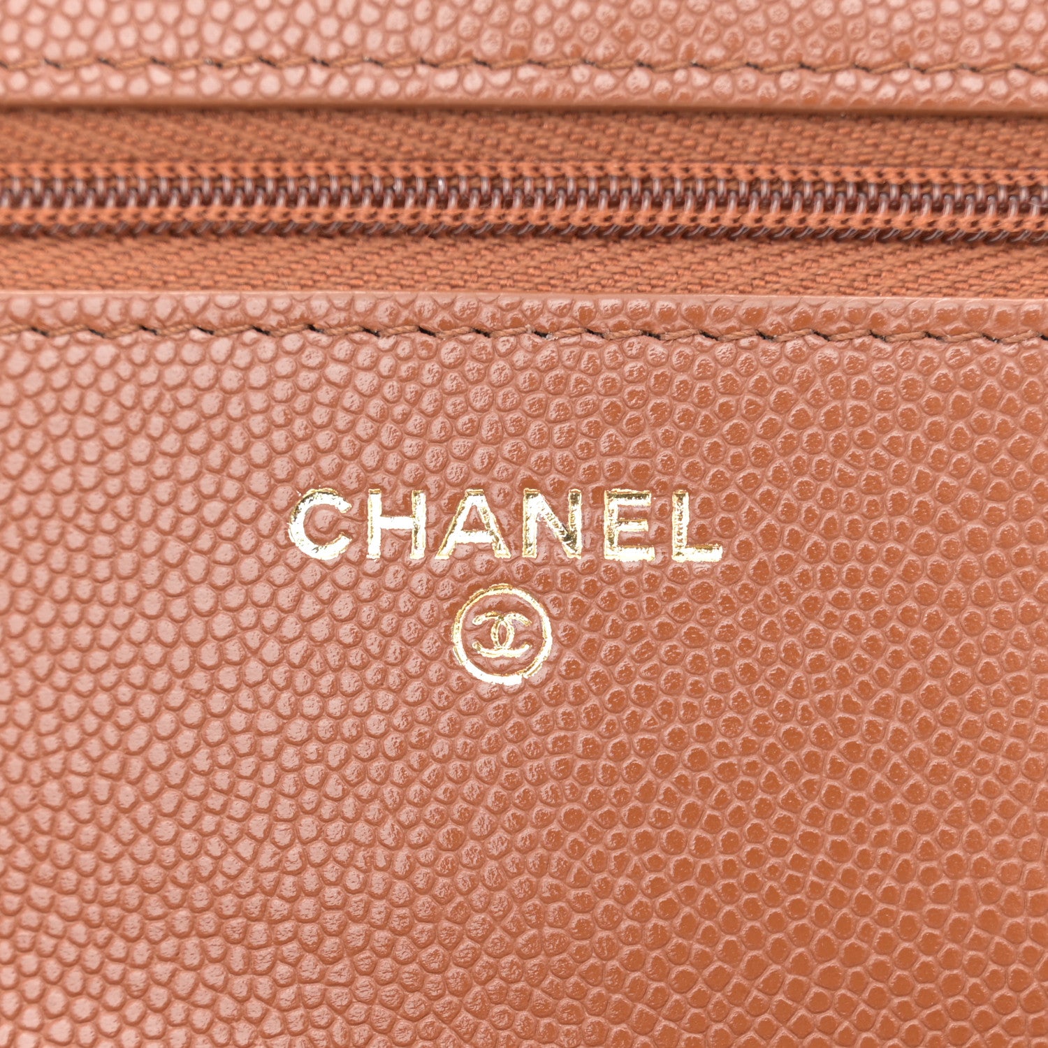 Chanel Shiny Caviar Quilted Strass Wallet On Chain WOC Light Brown 6 of 11