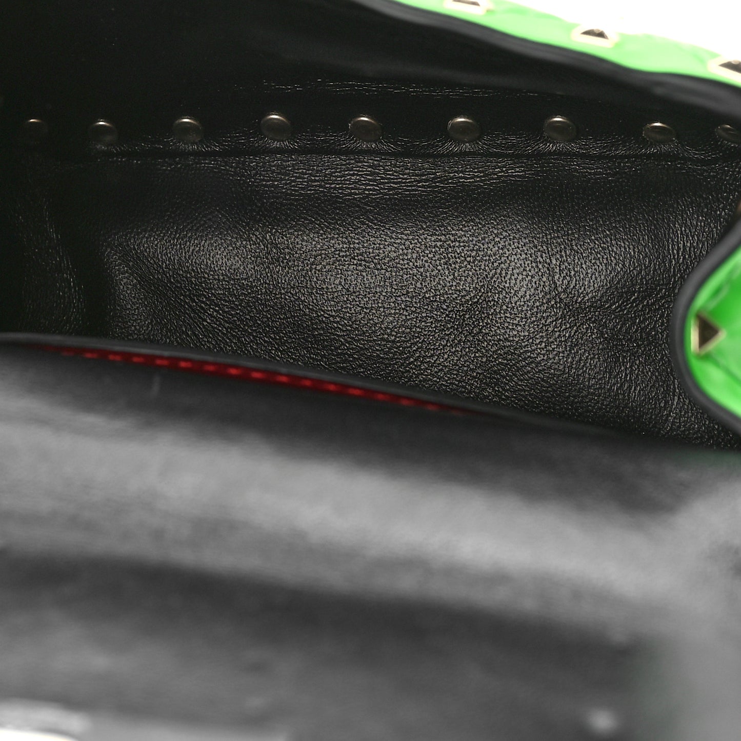 Calfskin Micro Rockstud Spike Shoulder Bag Fluo Green