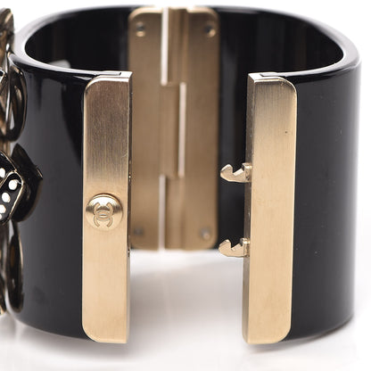 Chanel Resin Crystal Pearl Cuff Black 4 of 5