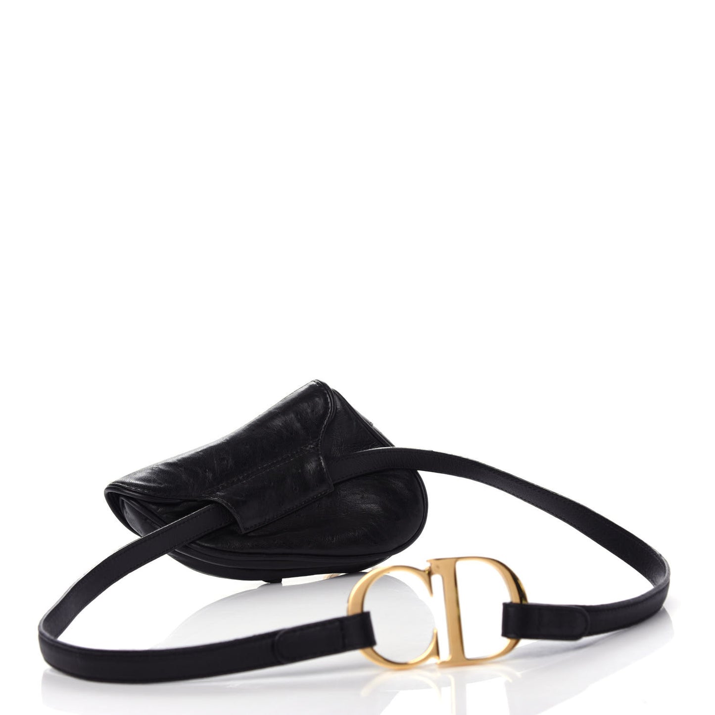 Ostrich Saddle Belt Bag Black