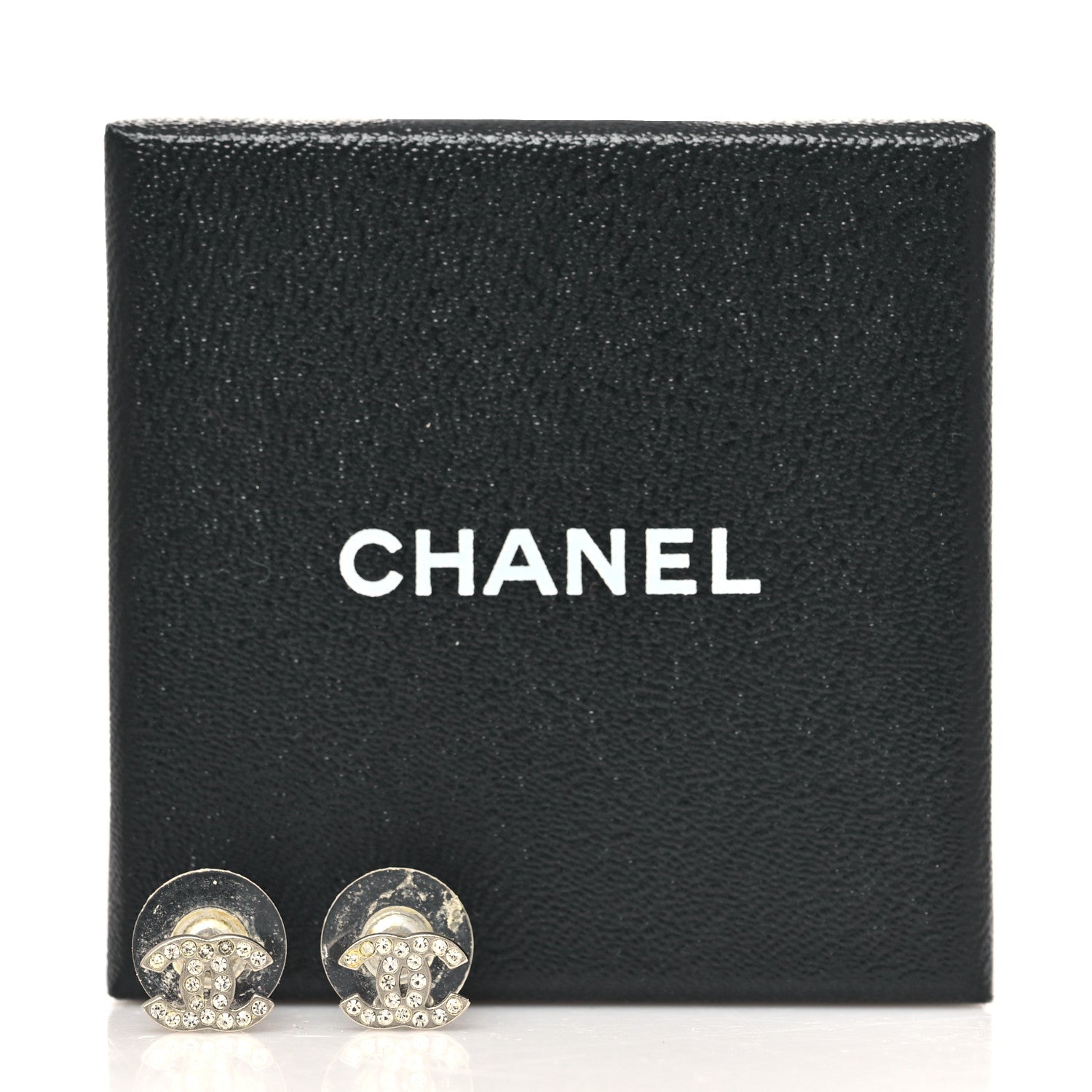 Chanel Crystal Mini Timeless CC Earrings Silver 5 of 5