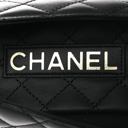 Chanel Calfskin Lambskin Quilted CC Cap Toe Ballerina Flats 37 Black 9 of 11