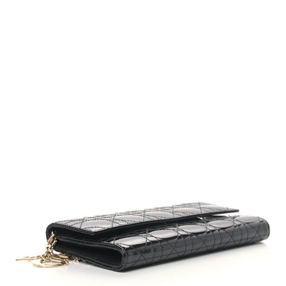 Christian Dior Patent Cannage Lady Dior Rendezvous Wallet On Chain Black 4 of 10