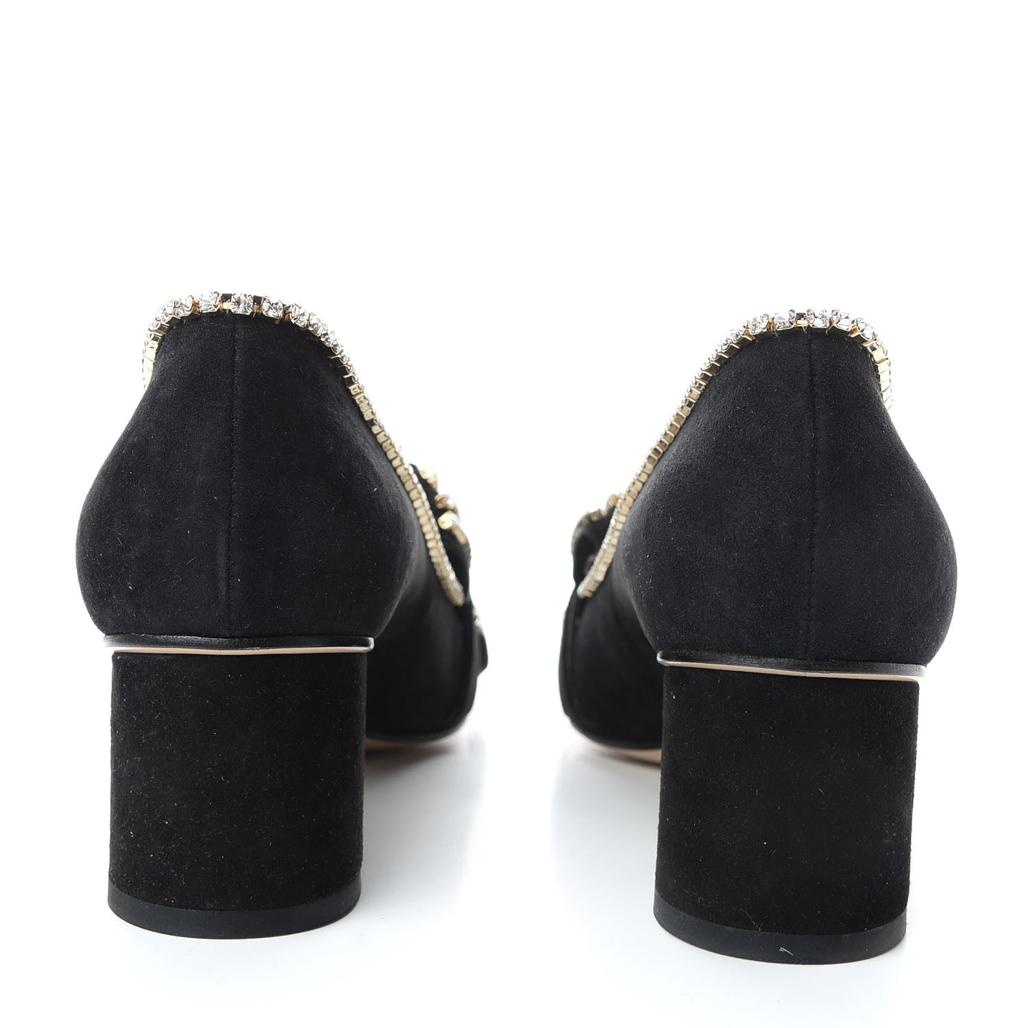Gucci Kid Scamosciato Crystal GG Marmont Fringe 50mm Loafer Pumps 38 Black 6 of 10