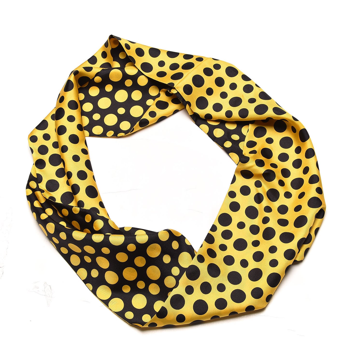 Silk Kusama Infinity Dots Snood Scarf Black Yellow