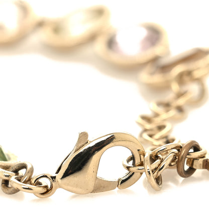 Chanel Metal Glass Crystal Strass Pearl CC Chain Bracelet Gold Multicolor Pearly White 4 of 5