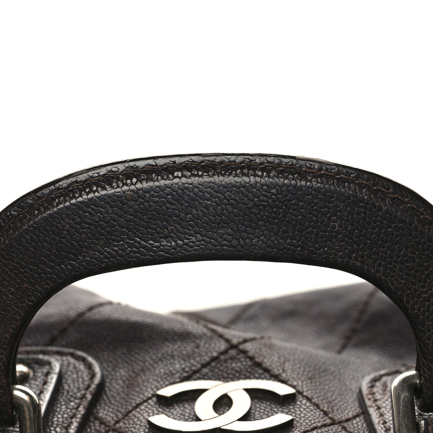 Caviar Quilted Bowler Tote Brown