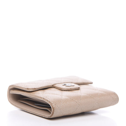 Chanel Iridescent Caviar Quilted Flap Card Holder Wallet Beige 3 of 13