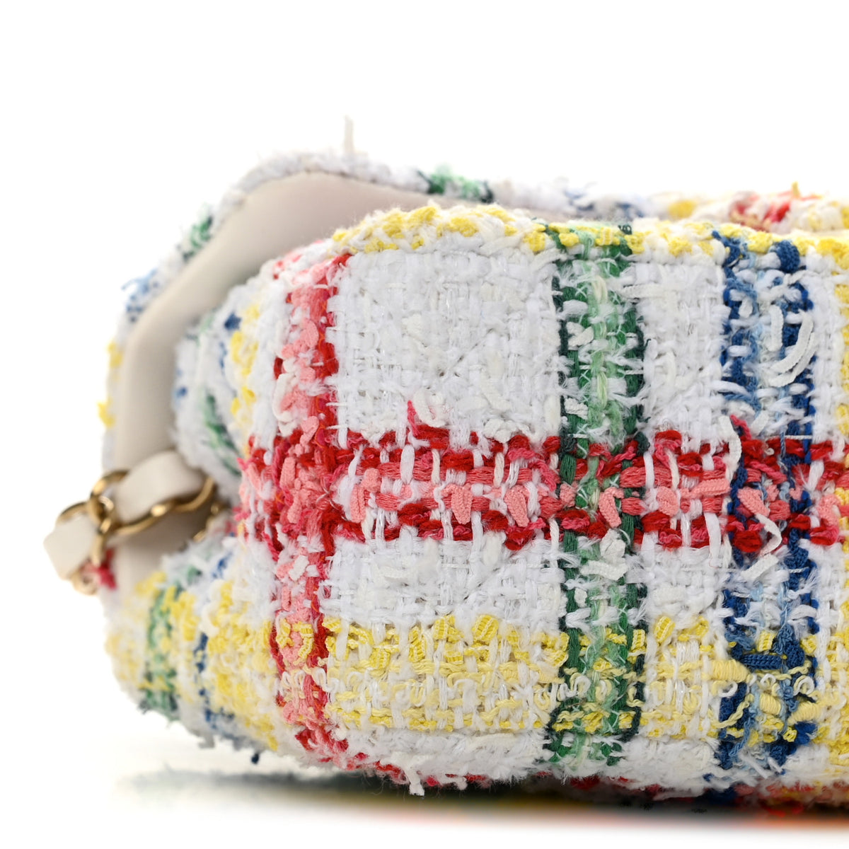 Tweed Quilted Mini Rectangular Flap White Red Yellow Blue Green