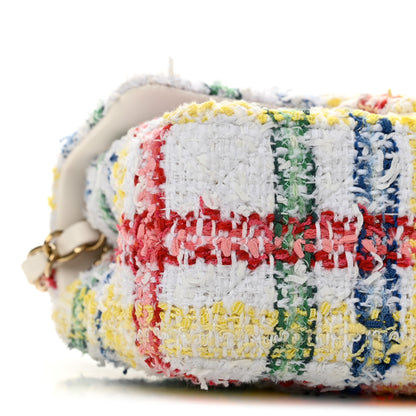 Chanel Tweed Quilted Mini Rectangular Flap White Red Yellow Blue Green 9 of 12
