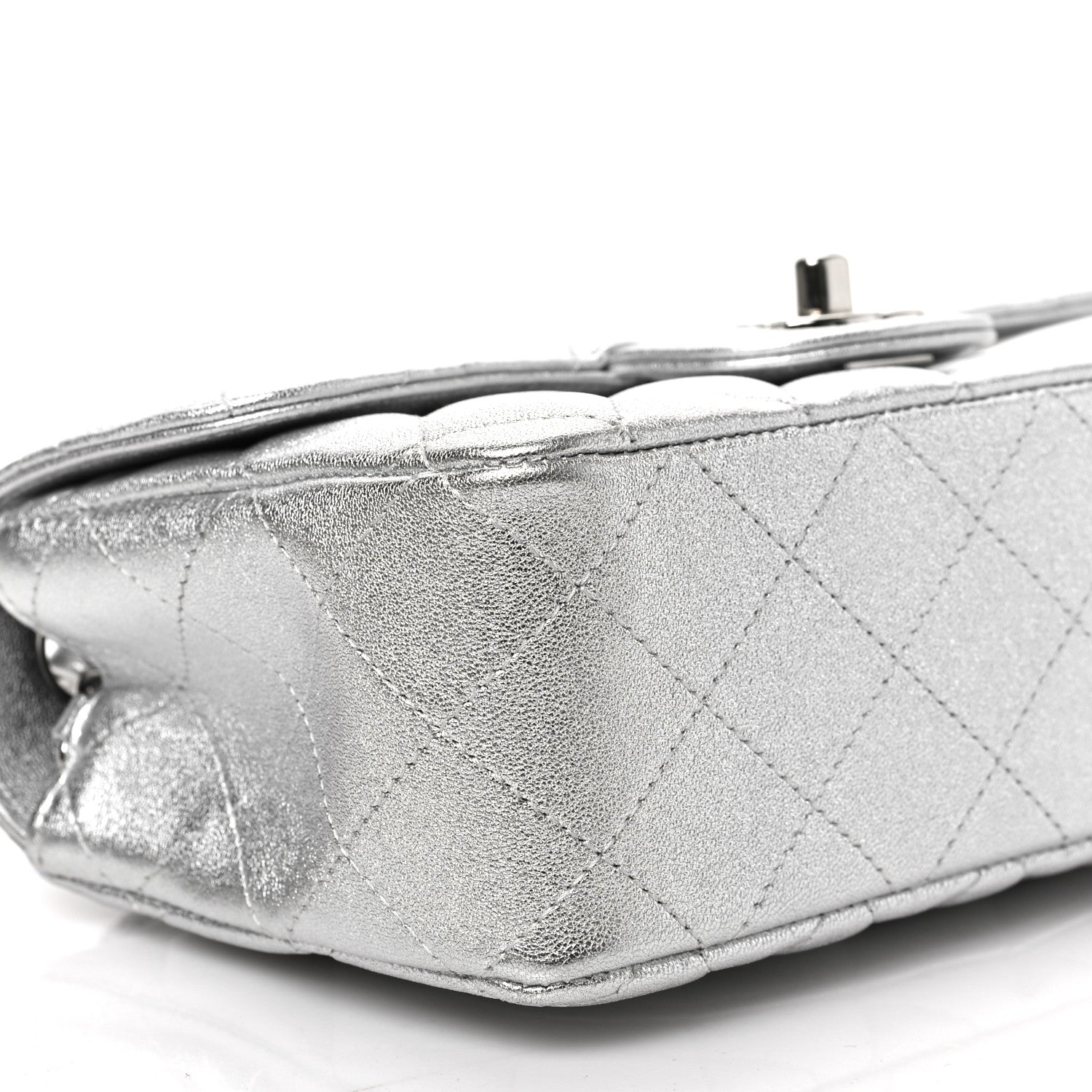 Chanel Metallic Lambskin Quilted Mini Rectangular Flap Silver 8 of 9