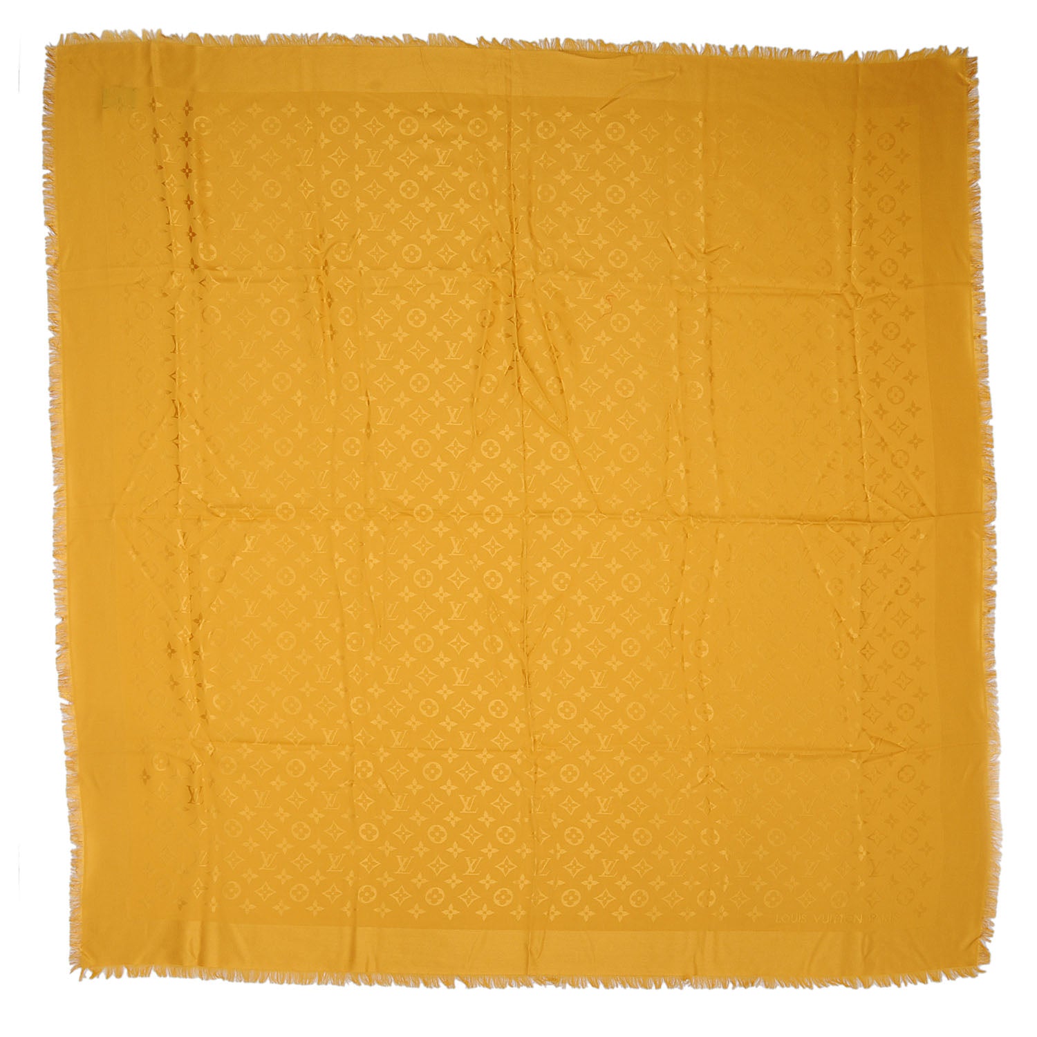 Louis Vuitton Wool Silk Monogram Shawl Safran 3 of 4