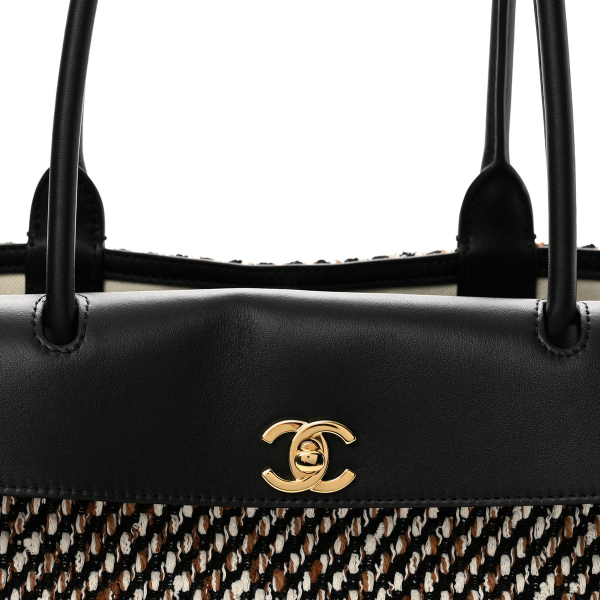 Tweed Calfskin Urban Essentials Small Shopping Bag Black Multicolor