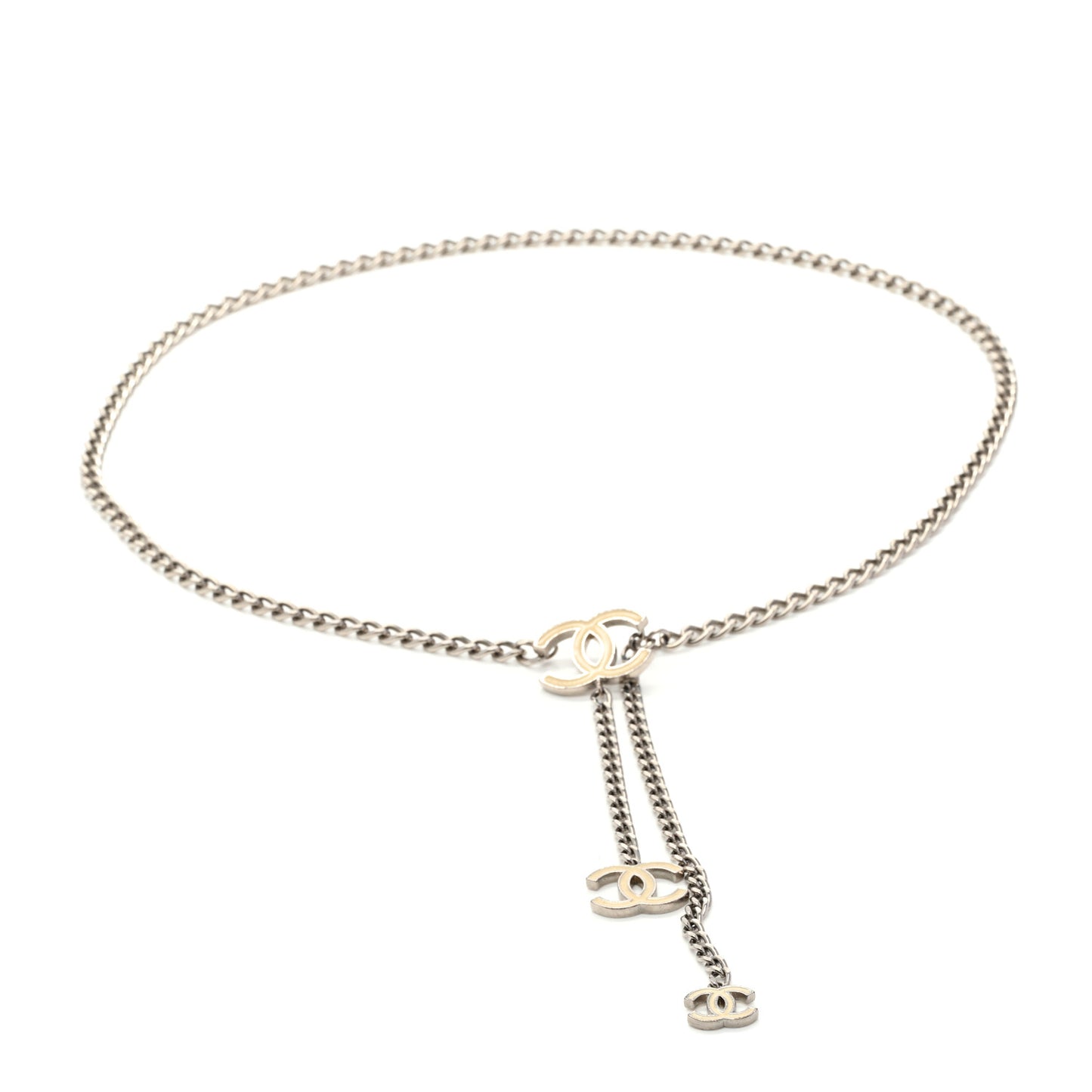 Enamel CC Ceinture Fantai Adjustable Belt Silver White