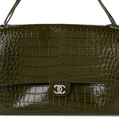 Chanel Calfskin Crocodile Embossed Calfskin Souplissimo Maxi Flap Khaki 7 of 10