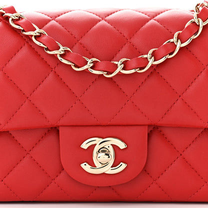 Chanel Lambskin Quilted Mini Rectangular Flap Red 8 of 11