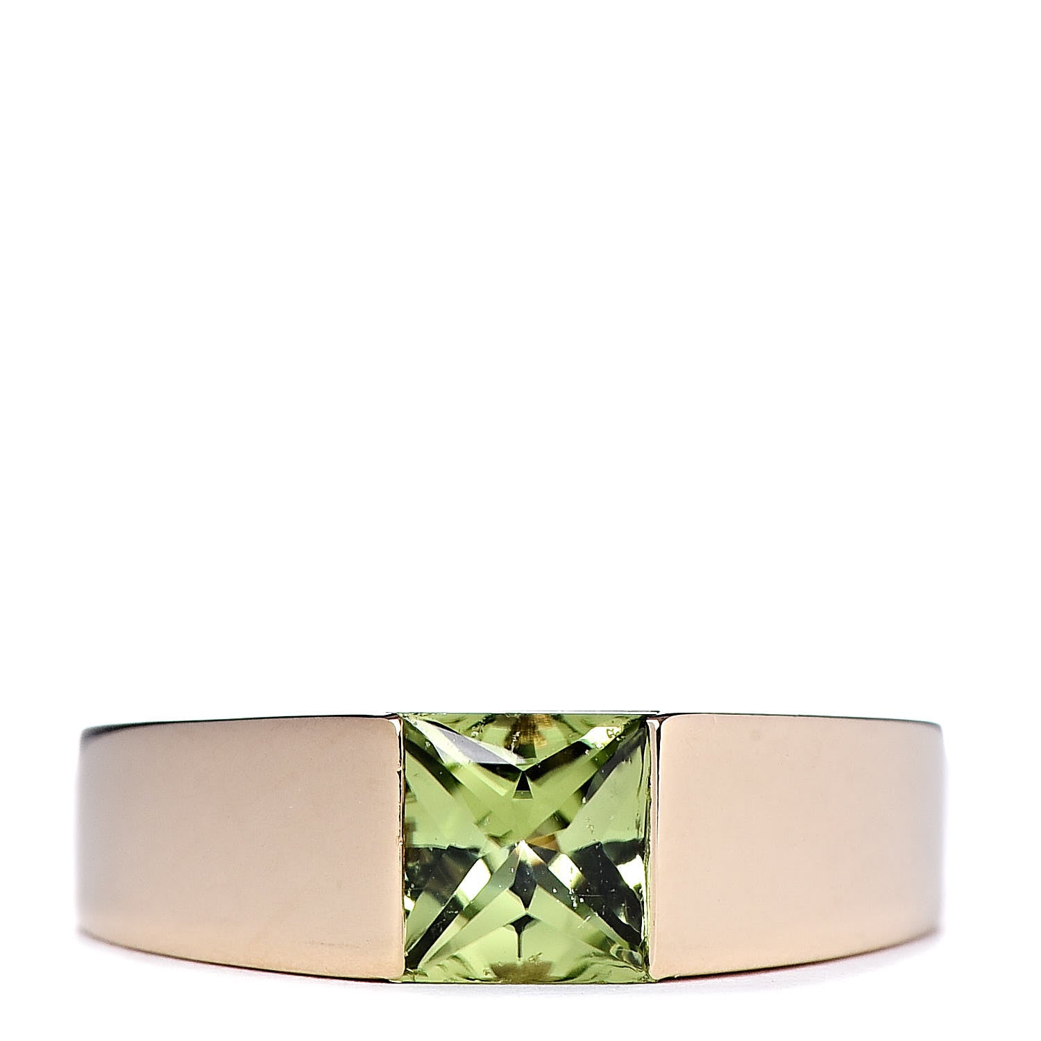 Cartier 18K Yellow Gold Peridot 6mm Tank Ring 50 5.25 1 of 4