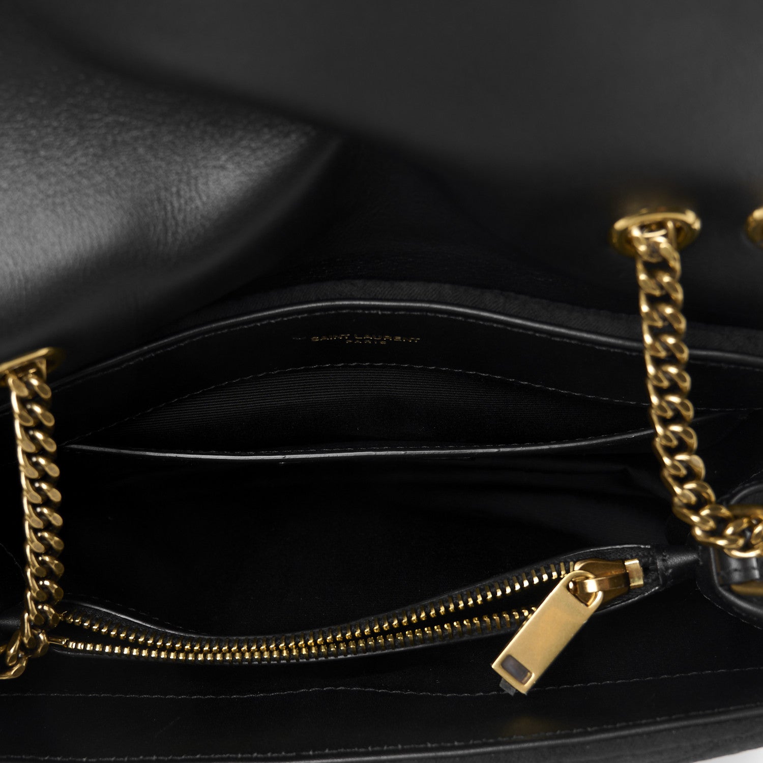 Saint Laurent Cotton Gauze Y Quilted Monogram Small Loulou Chain Satchel Black 5 of 11
