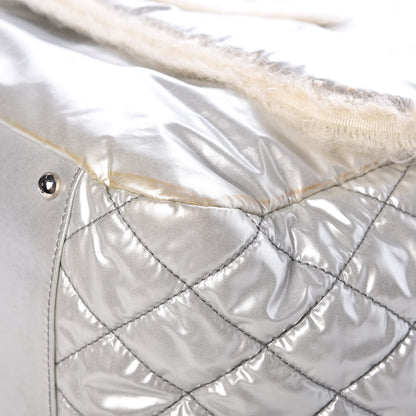 Chanel Vinyl Mohair Trimmed Accordion Arctic Polar Ice Flap Silver 9 of 13