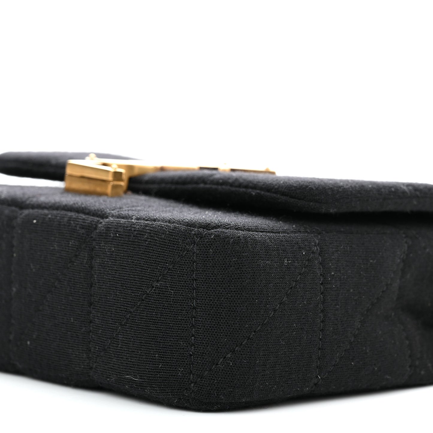 Jersey Wool Patchwork Monogram Mini Jamie Baguette Black