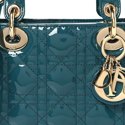 Christian Dior Patent Cannage Mini Lady Dor Blue 8 of 10