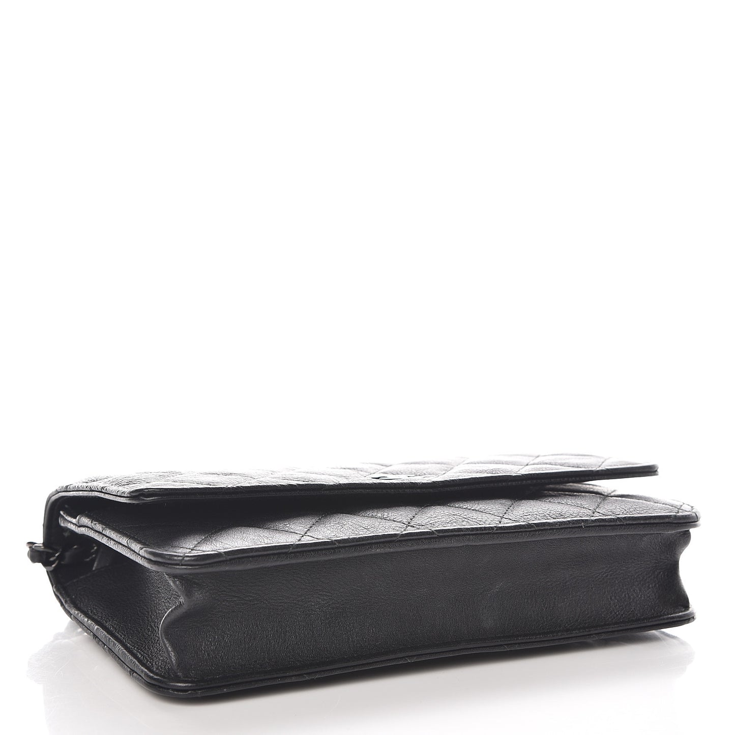 Crumpled Calfskin Quilted Wallet On Chain WOC So Black