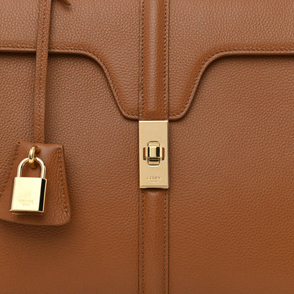 Celine Grained Calfskin Classique 16 Top Handle Bag Tan 9 of 11