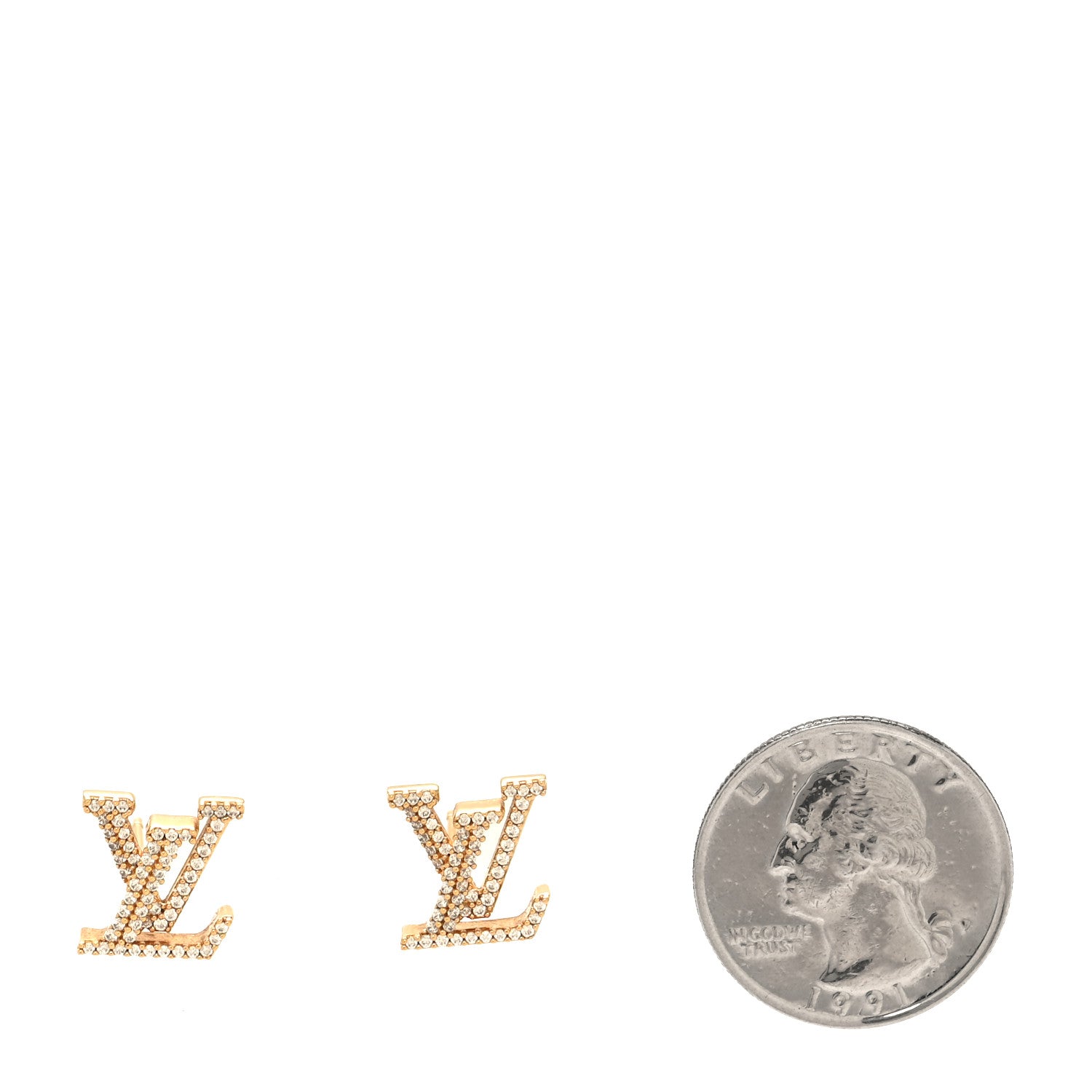 Louis Vuitton Metal Crystal LV Iconic Earrings Gold 2 of 6