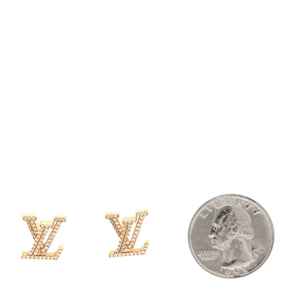 Louis Vuitton Metal Crystal LV Iconic Earrings Gold 2 of 6