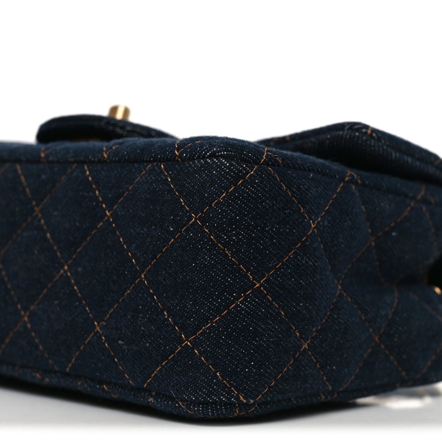 Denim Quilted Mini Rectangular Flap Dark Blue