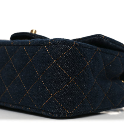Chanel Denim Quilted Mini Rectangular Flap Dark Blue 10 of 11