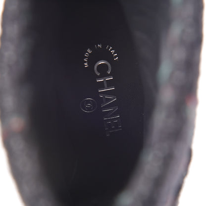 Chanel Tweed Patent CC Cap Toe Fold Over Boots 38 Black 9 of 9
