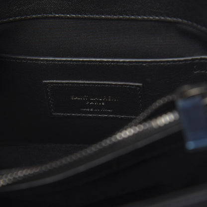 Saint Laurent Sheepskin Matelasse Chevron Monogram Medium College Bag Black 6 of 9