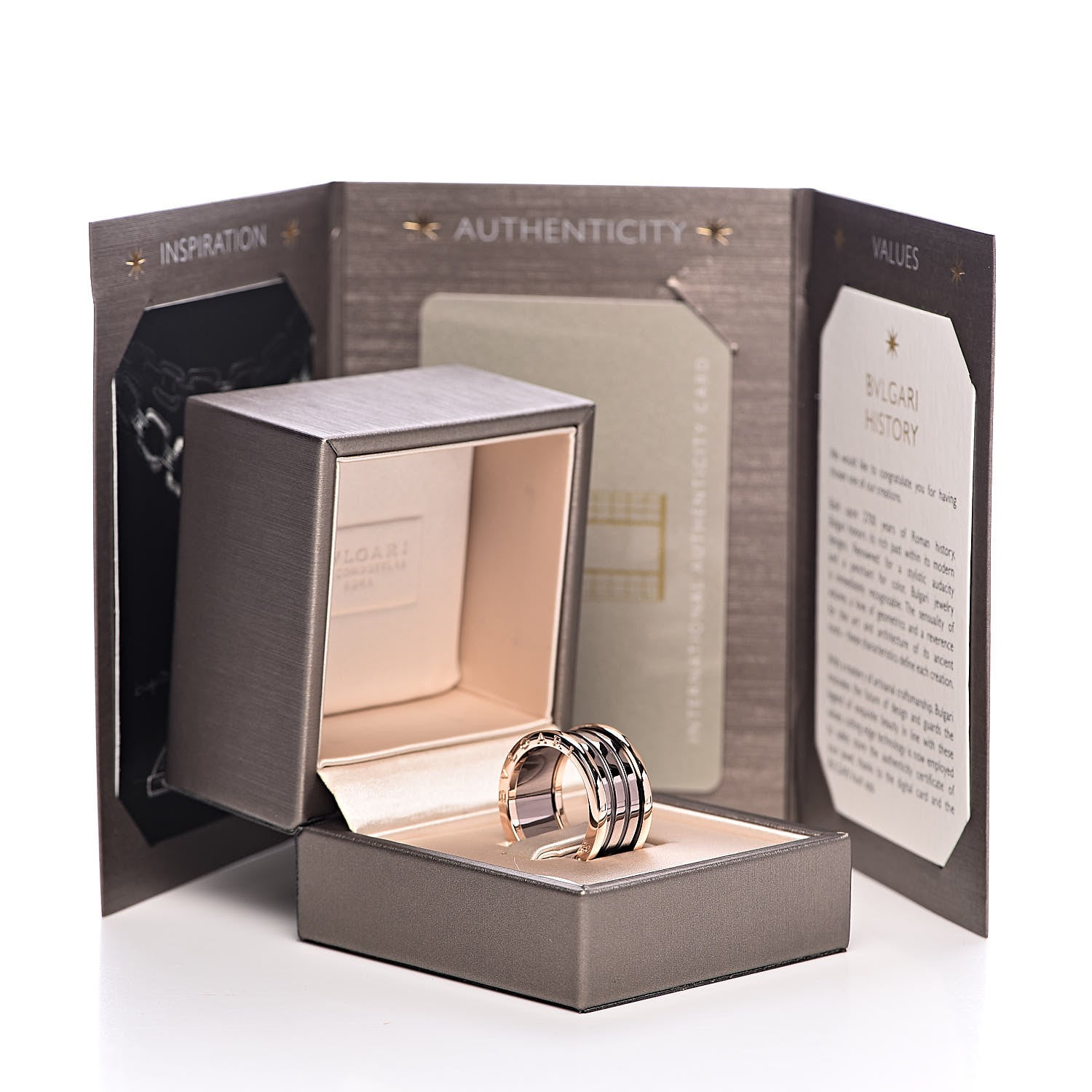 Bulgari 18K Rose Gold Bronze Cermet Roma B.Zero1 Four-Band Ring 58 8.25 7 of 7