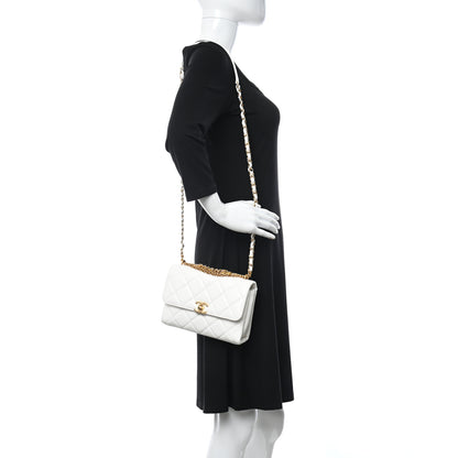 Chanel Lambskin Quilted Small CC Crystal Logo Chain Flap White 2 of 20
