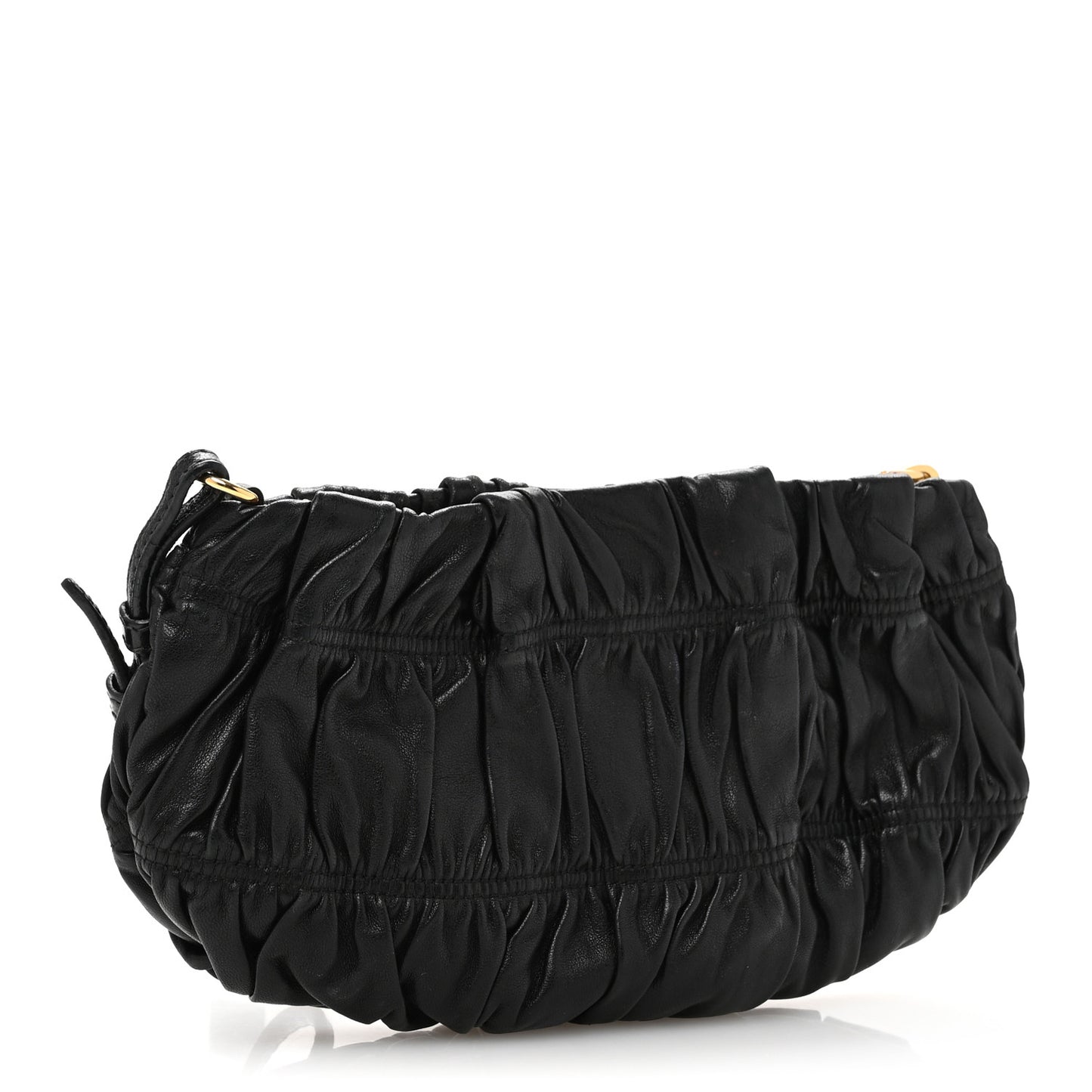 Nappa Gaufre Wristlet Clutch Black