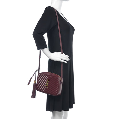 Saint Laurent Calfskin Matelasse Monogram Lou Camera Bag Dark Legion Red 2 of 8