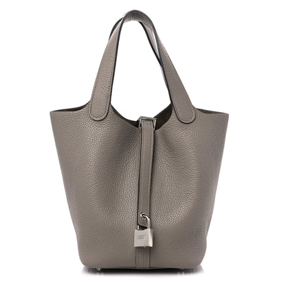 Hermes Taurillon Maurice Picotin Lock 18 PM Gris Asphalte 1 of 10