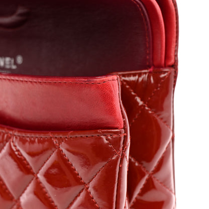 Chanel Patent Calfskin Quilted Medium Double Flap Dark Red 13 of 15