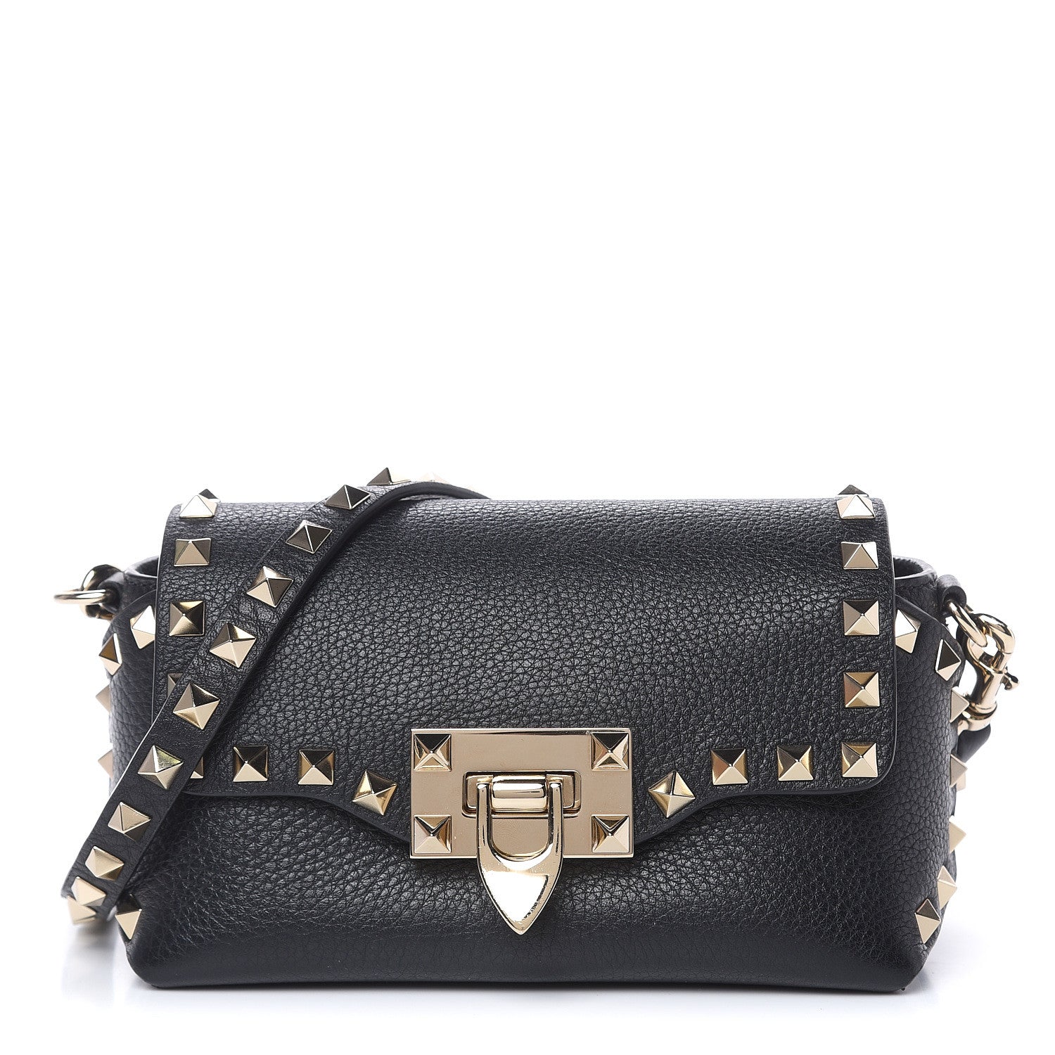 Valentino Garavani Pebbled Calfskin Mini Rockstud Crossbody Bag Black 1 of 9