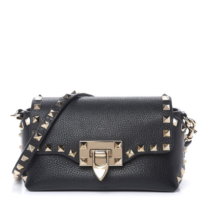 Valentino Garavani Pebbled Calfskin Mini Rockstud Crossbody Bag Black 1 of 9