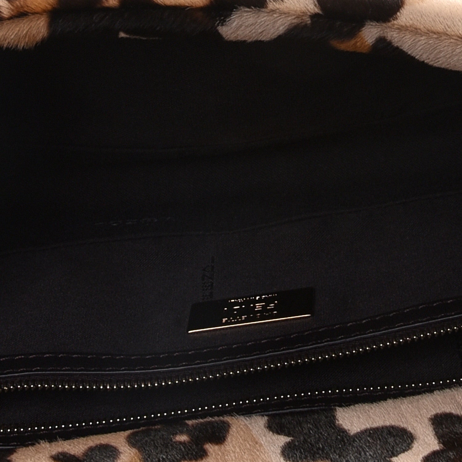 Fendi Vitello Pelo Seta Paisley Leopard Print Baguette Cammello Beige Black 5 of 11